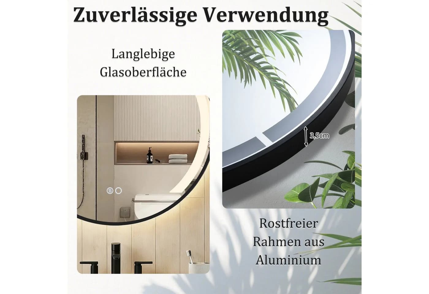 COSTWAY Badspiegel 60cm LED Anti-Beschlag - Bild 4