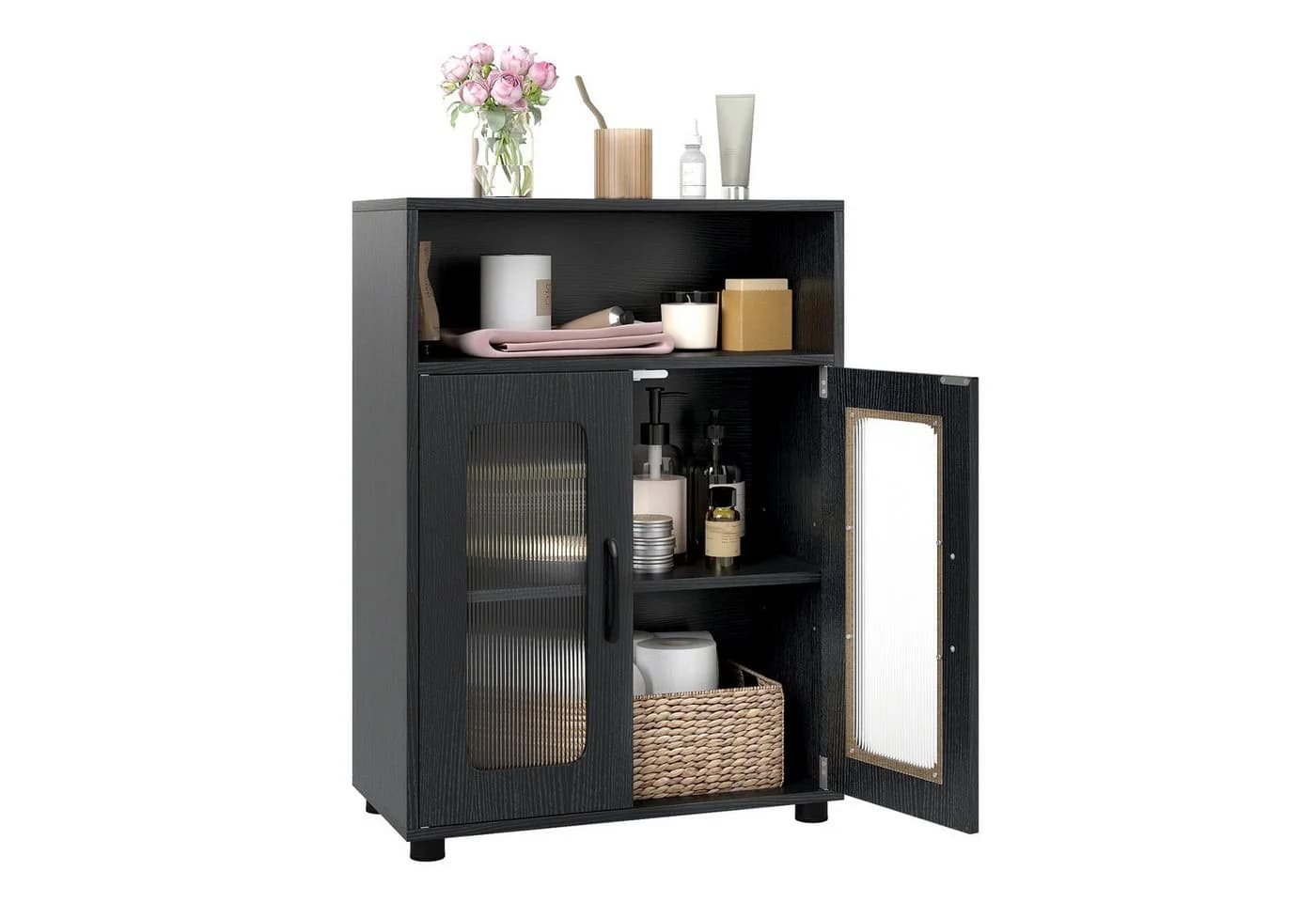 COSTWAY Badkommode mit Stauraum und verstellbarem Regal - Bild 2