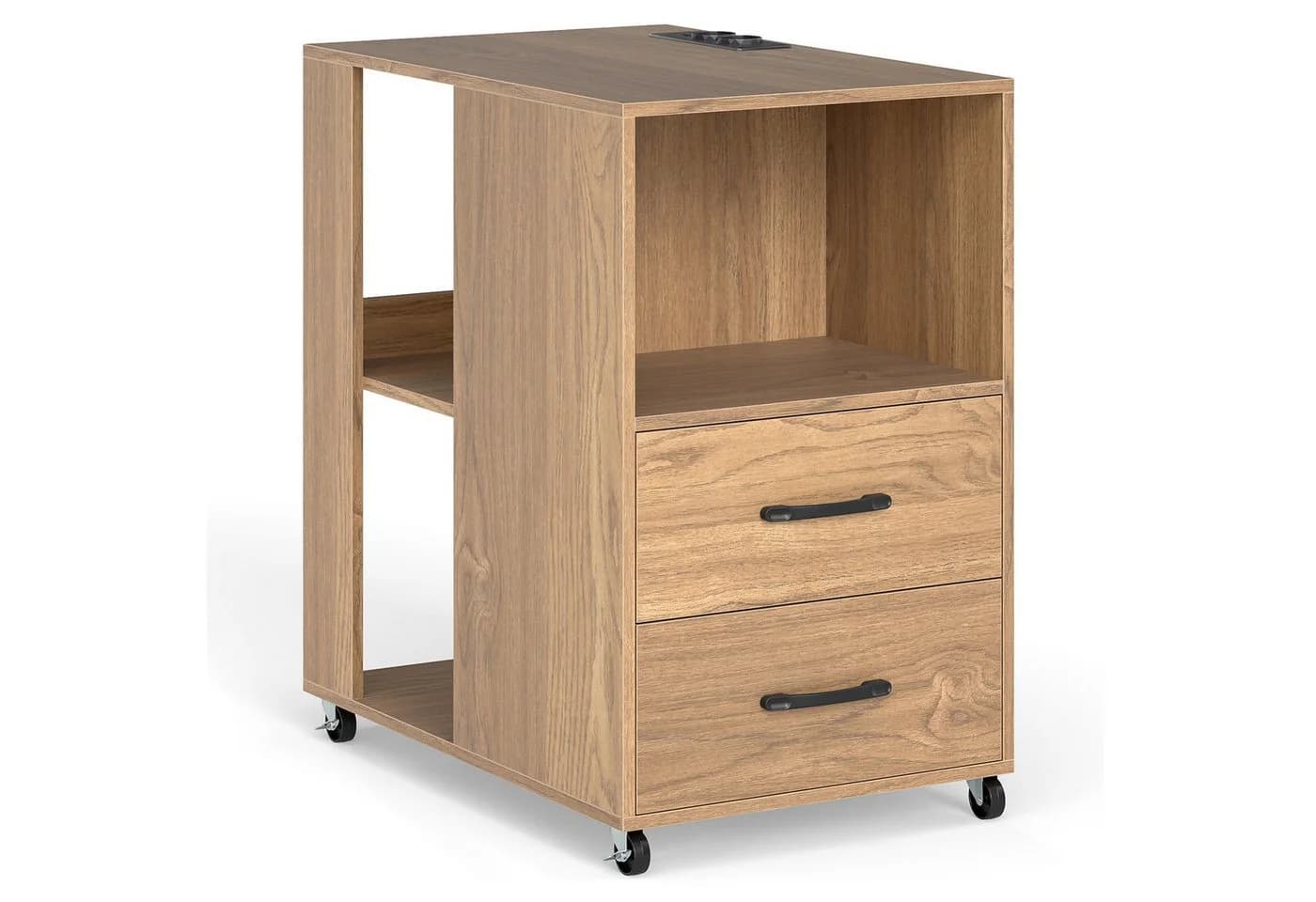 COSTWAY Beistelltisch mit Ladestation & Rollen, 2 Schubladen - Bild 5