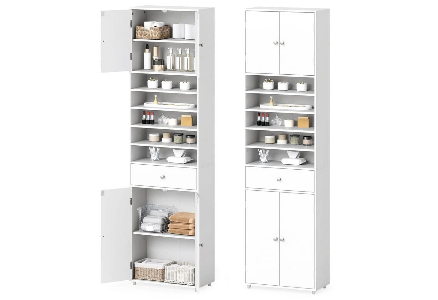 COSTWAY Badkommode Hochschrank 180 cm Weiß - Bild 2
