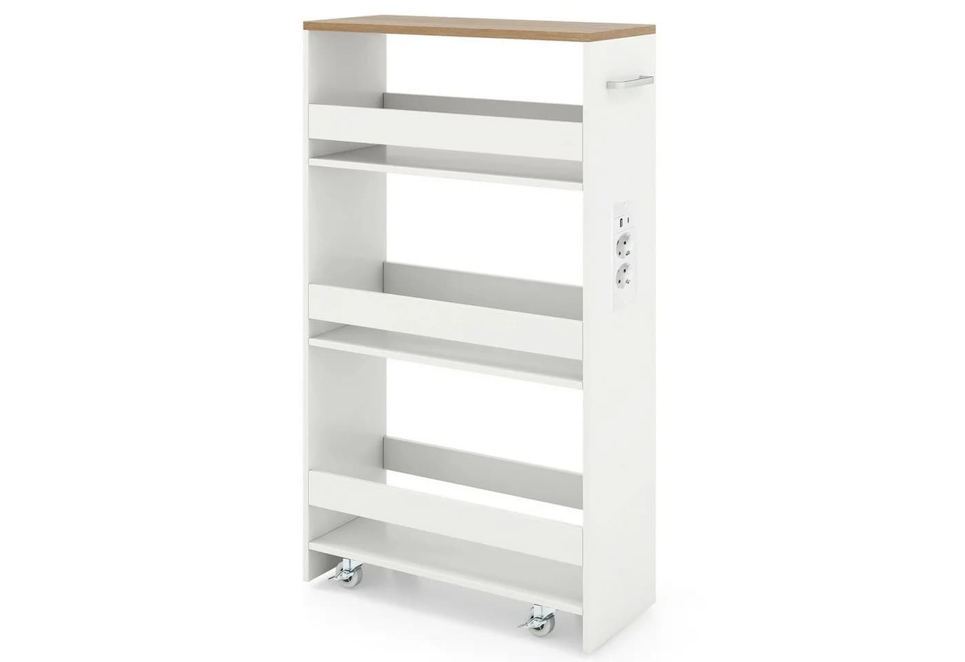 COSTWAY Küchenwagen 20cm breit mit Ladestation Holz - Bild 5