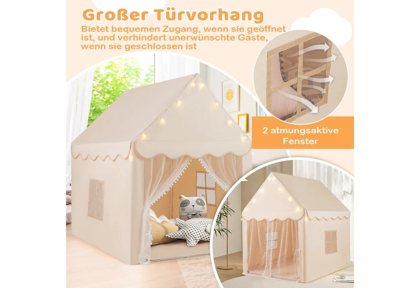 COSTWAY Spielzelt Spielhaus mit LED & Matte - Bild 3