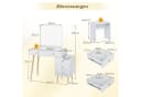 COSTWAY Schminktisch mit LED Spiegel, 5 Schubladen, Hocker Weiß Bild 4