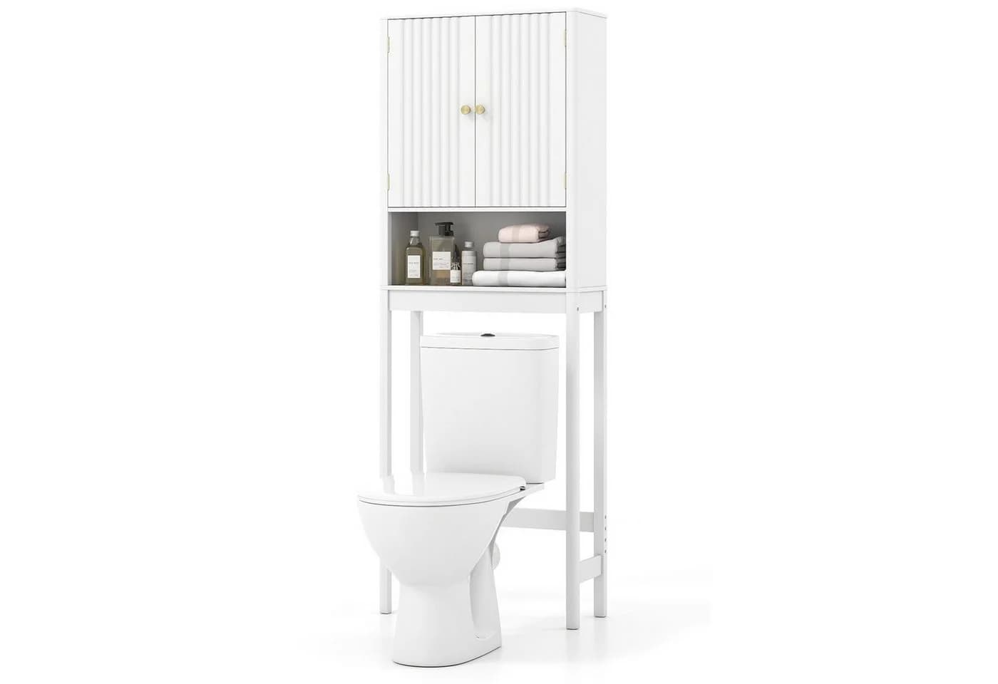 COSTWAY Toilettenschrank Überbauschrank mit Türen Weiß - Bild 2