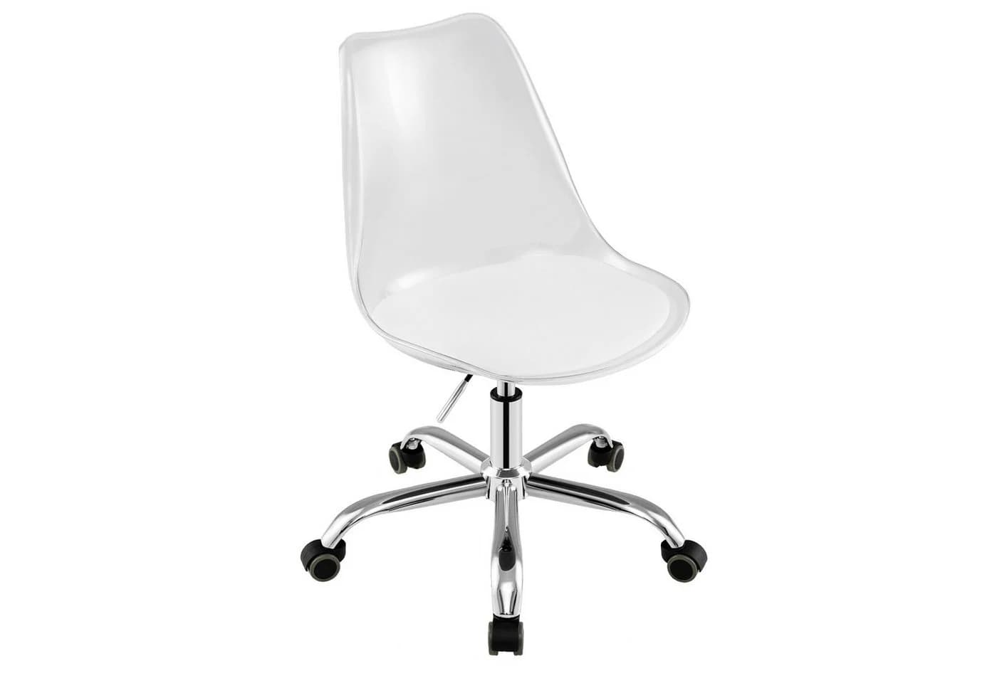 COSTWAY Bürostuhl Klar Weiß Silber Höhenverstellbar - Bild 2