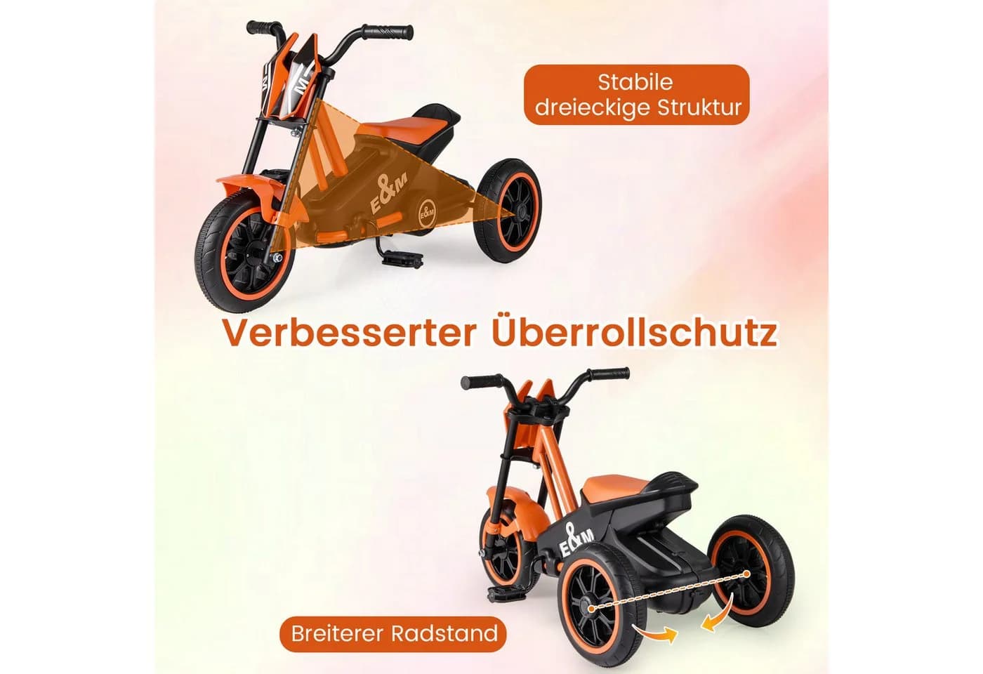 KOMFOTTEU Kinderdreirad mit Lenkbegrenzung und rutschfesten Pedalen