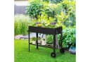 KOMFOTTEU Hochbeet Gartenbeet mit Rollen, Bodenregal & Drainageloch Schwarz/Weiß Bild 1