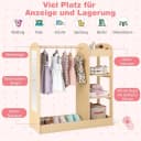 KOMFOTTEU Kleiderständer Kindergarderobe mit Spiegel Weiß/Natur Bild 3