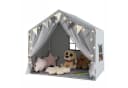 KOMFOTTEU Spielzelt Spielhaus mit Türvorhängen, Fenstern & gepolsterter Matte Beige/Grau/Rosa Bild 2