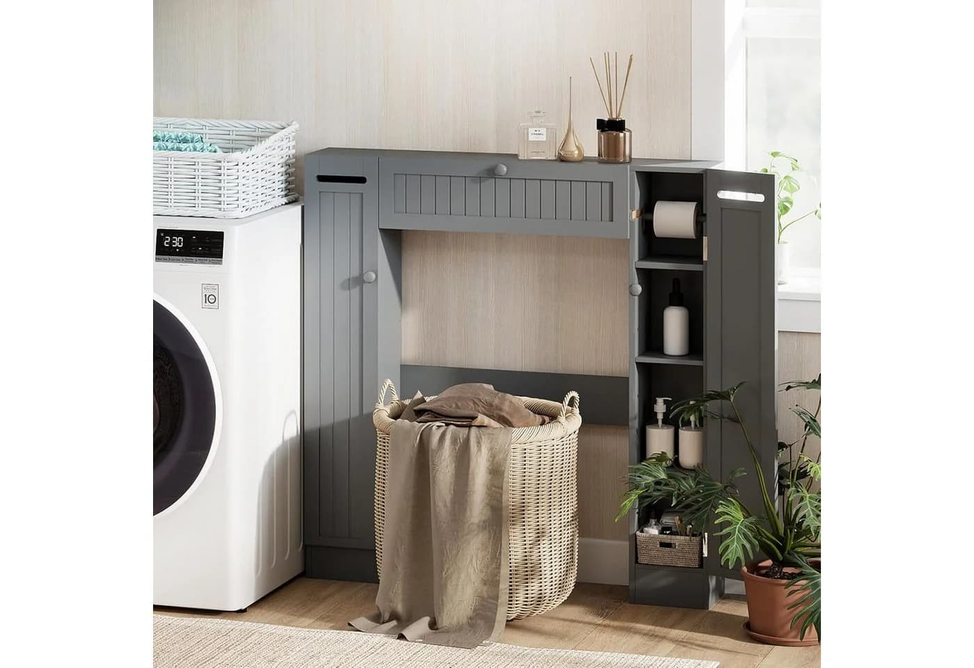 KOMFOTTEU Fächerschrank Toilettenregal Badezimmerregal Wandmontage