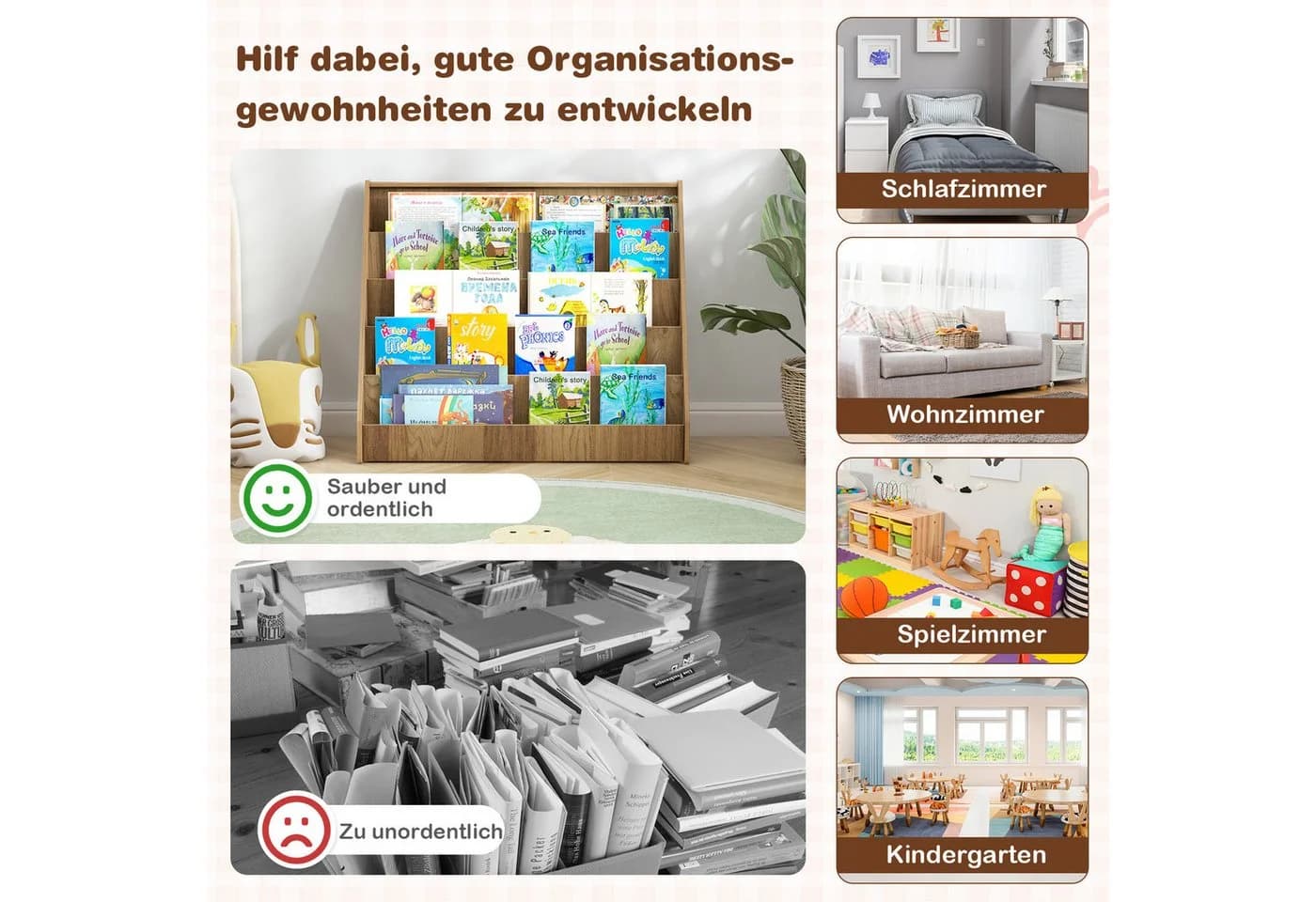 KOMFOTTEU Bücherregal 5-stufig Kinderregal - Bild 5