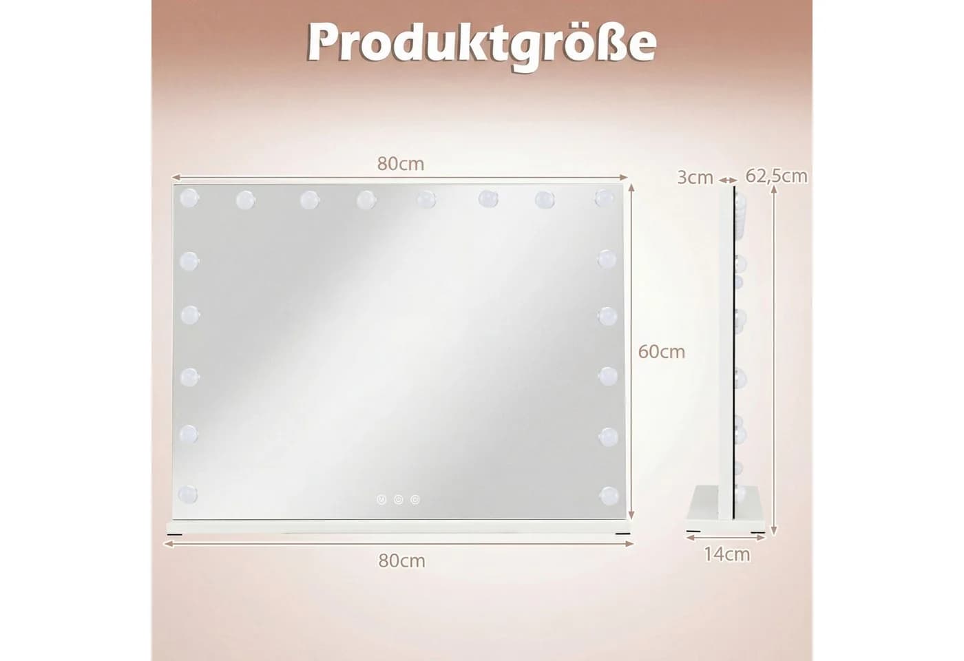 COSTWAY Schminkspiegel mit 3 Lichtfarben Touch-Steuerung - Bild 4