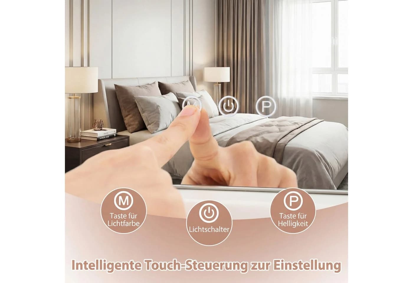 COSTWAY Schminkspiegel mit Licht, 3 Lichtfarben, Einstellbare Helligkeit - Bild 3