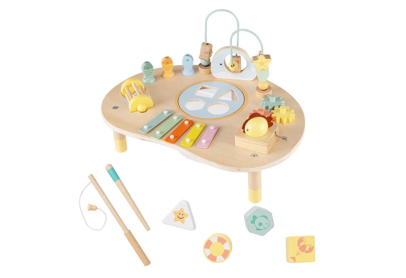 COSTWAY Lernspielzeug 7-in-1 Aktivitätstisch Montessori Sinnes-Spielzeug - Bild 2