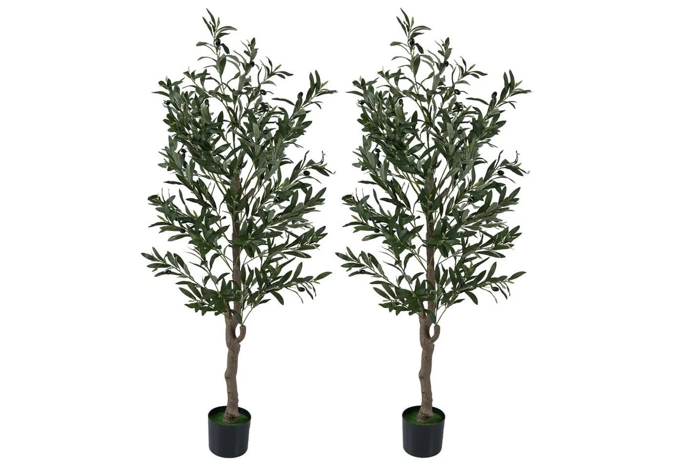 COSTWAY Kunstbaum Olivenbaum 150 cm Grün mit Zementtopf - Bild 2