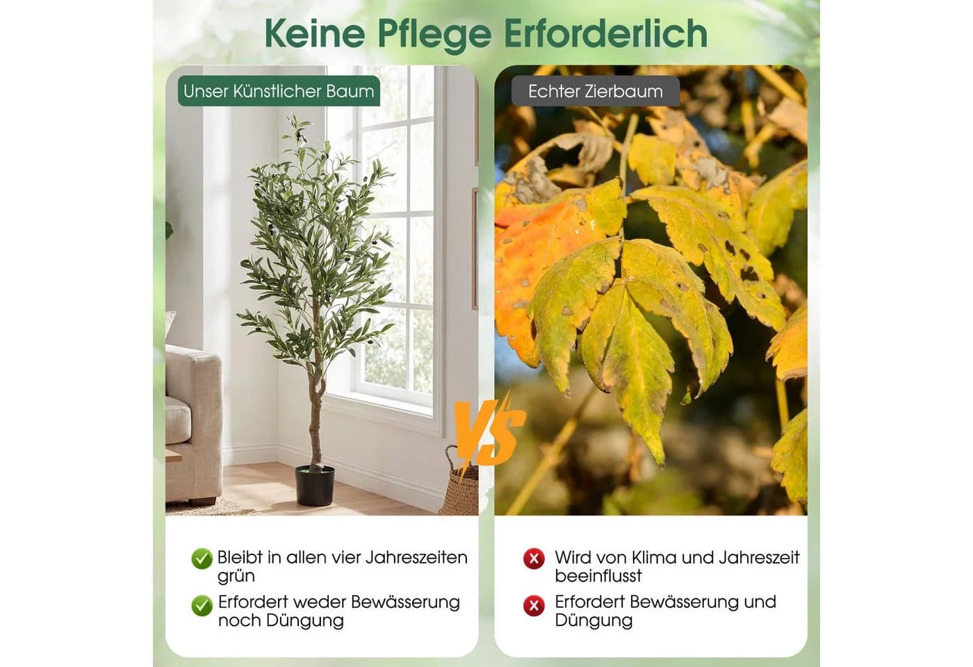 COSTWAY Kunstbaum Olivenbaum 150 cm Grün mit Zementtopf - Bild 3