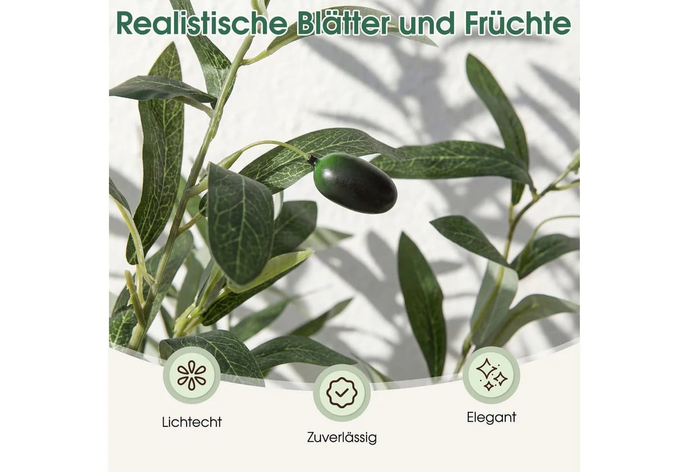 COSTWAY Kunstbaum Olivenbaum 150 cm Grün mit Zementtopf - Bild 4