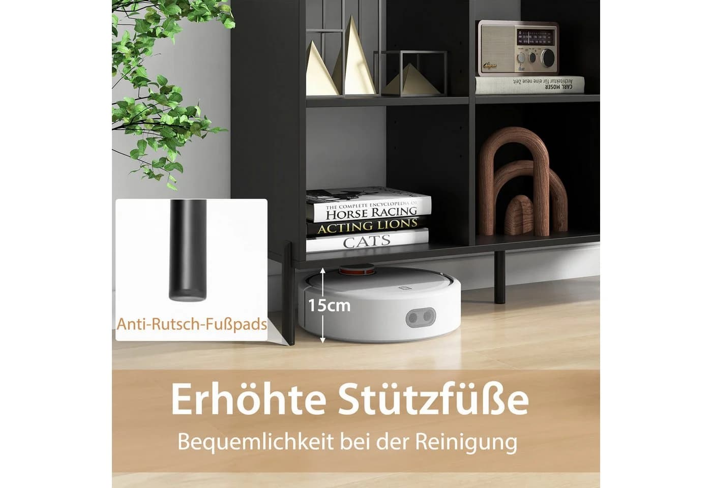 COSTWAY Bücherregal 6 Fächer Schwarz Verstellbar - Bild 5