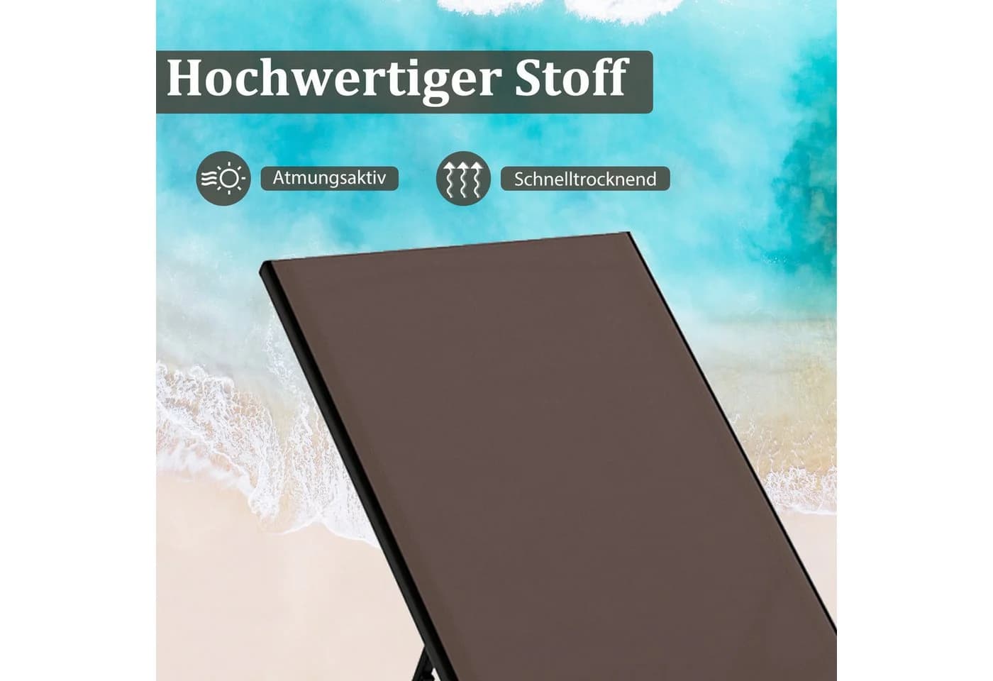COSTWAY Gartenliege 2-tlg. mit Tisch, verstellbar, Rollen, Braun - Bild 3