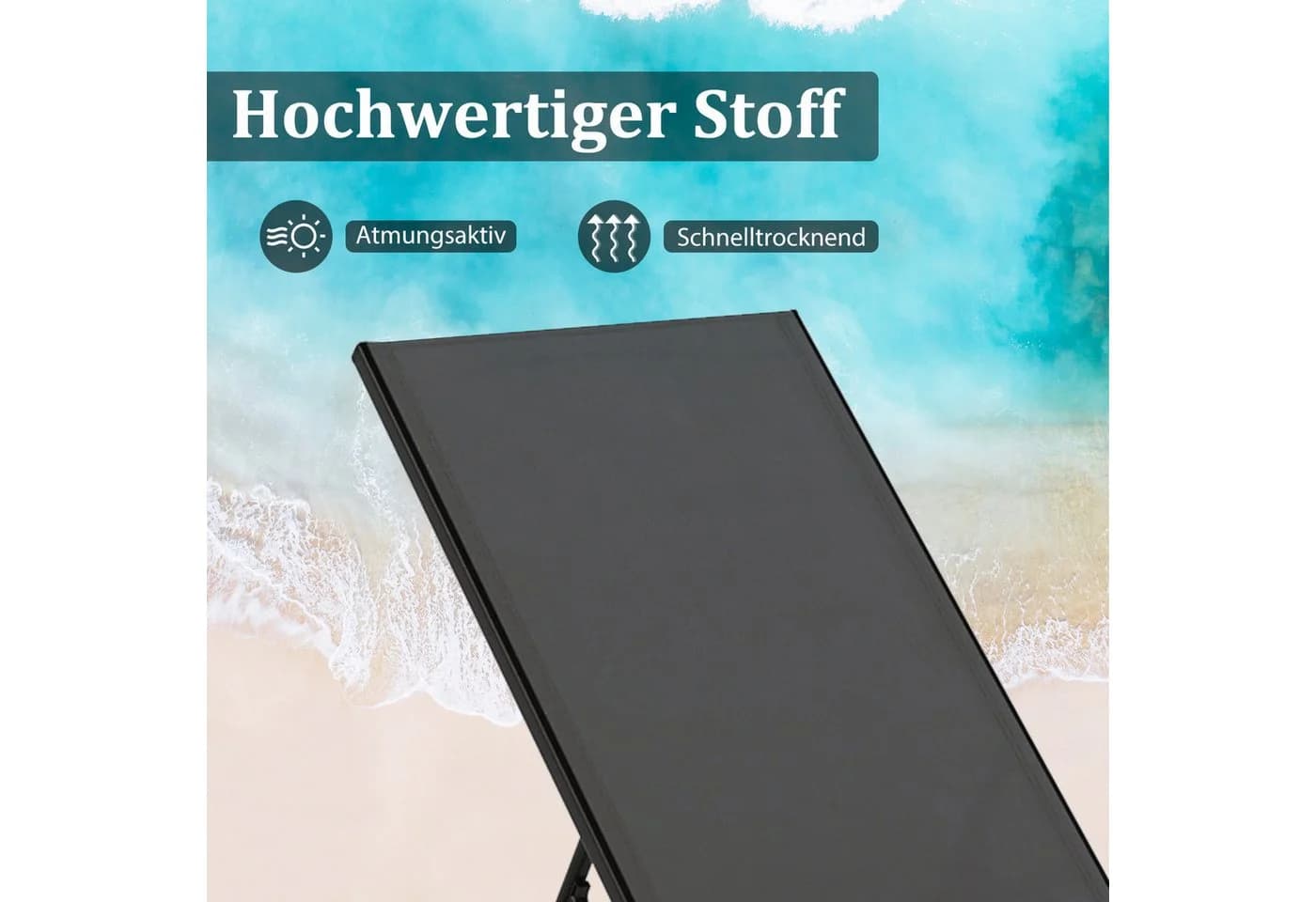 COSTWAY Gartenliege-Set 2 St. Verstellbar mit Tisch, Rollen - Bild 3