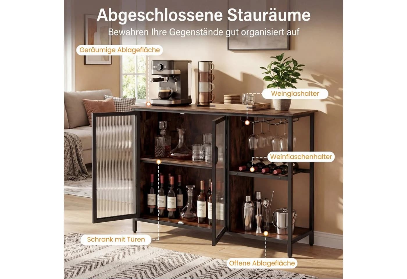 COSTWAY Weinschrank mit LED & Steckdosen 110cm - Bild 4