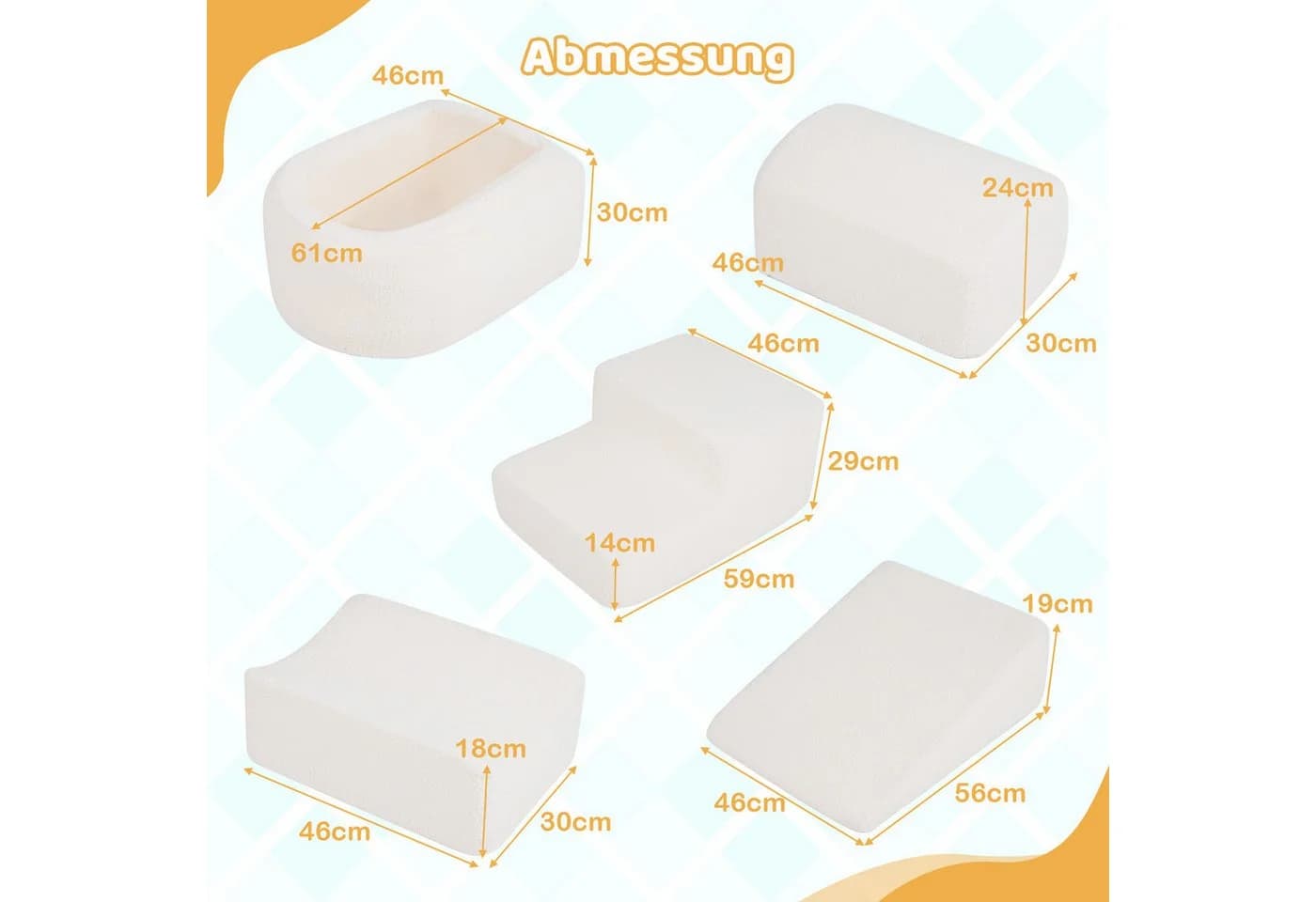 COSTWAY Spielmatte 5-tlg. Beige Softbausteine mit Bällebad - Bild 5
