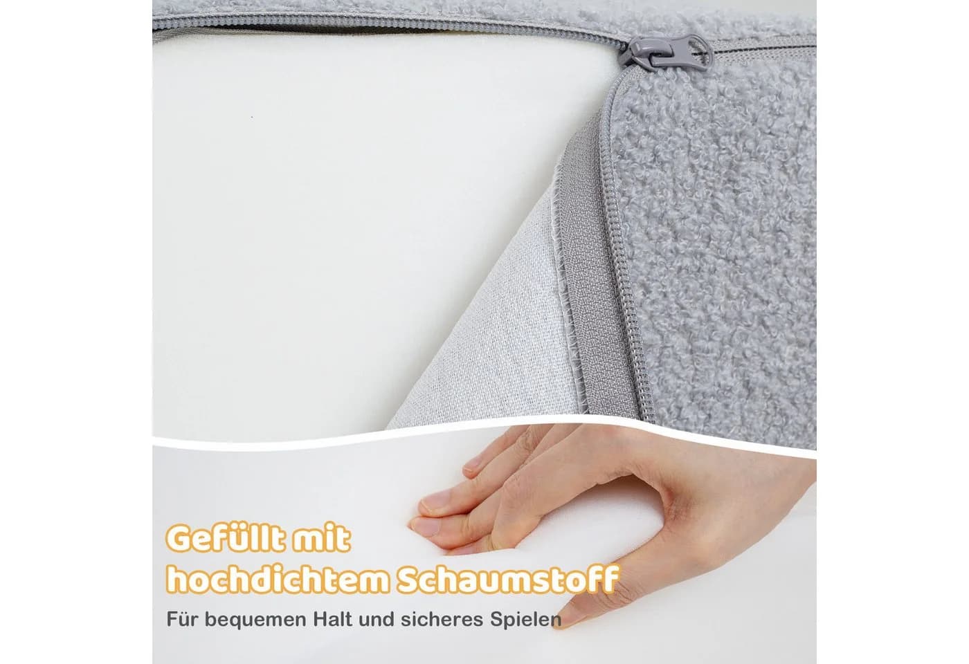 COSTWAY Spielmatte 5-tlg. mit Bällebad, Rutsche & Leiter Grau/Beige/Rosa - Bild 3