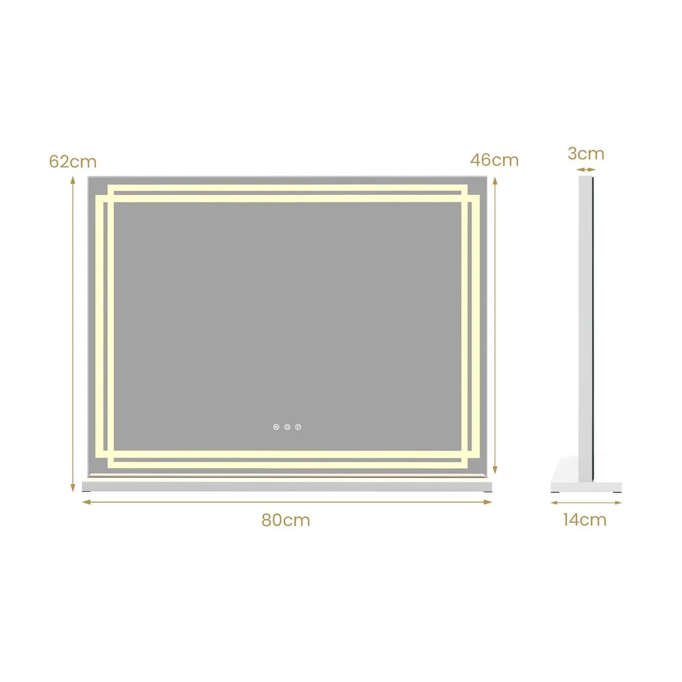 COSTWAY Schminkspiegel LED beleuchtet 80x62cm - Bild 3