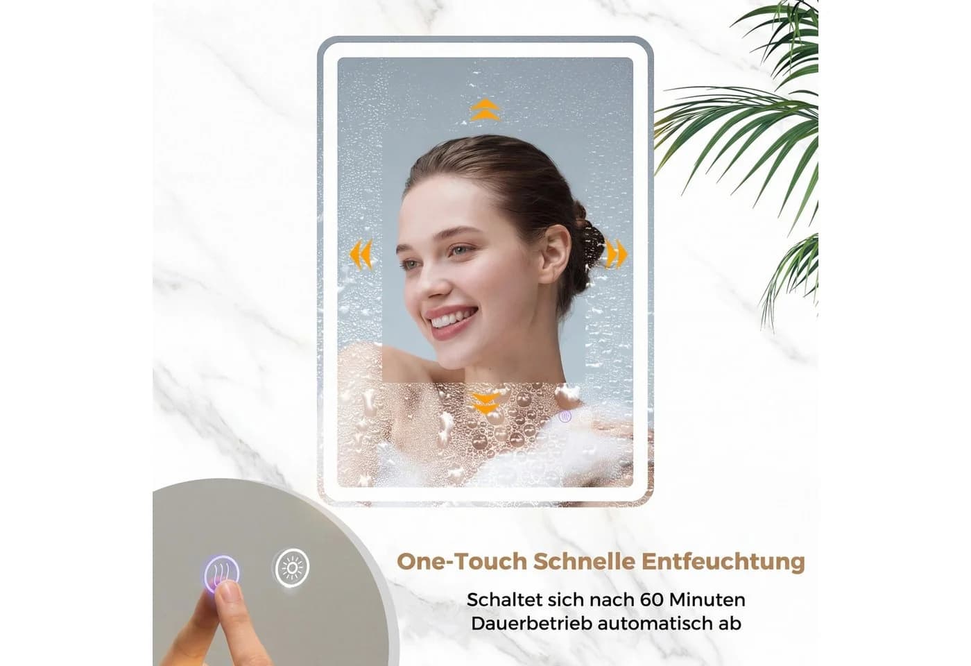 COSTWAY Badspiegel mit LED Beleuchtung & Touch, Anti-Beschlag, Silber - Bild 5