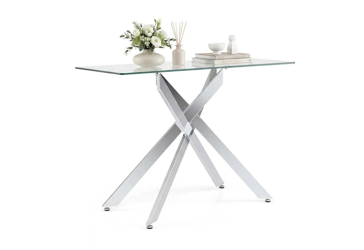 COSTWAY Konsolentisch Glas Chrom Silber Modern - Bild 2