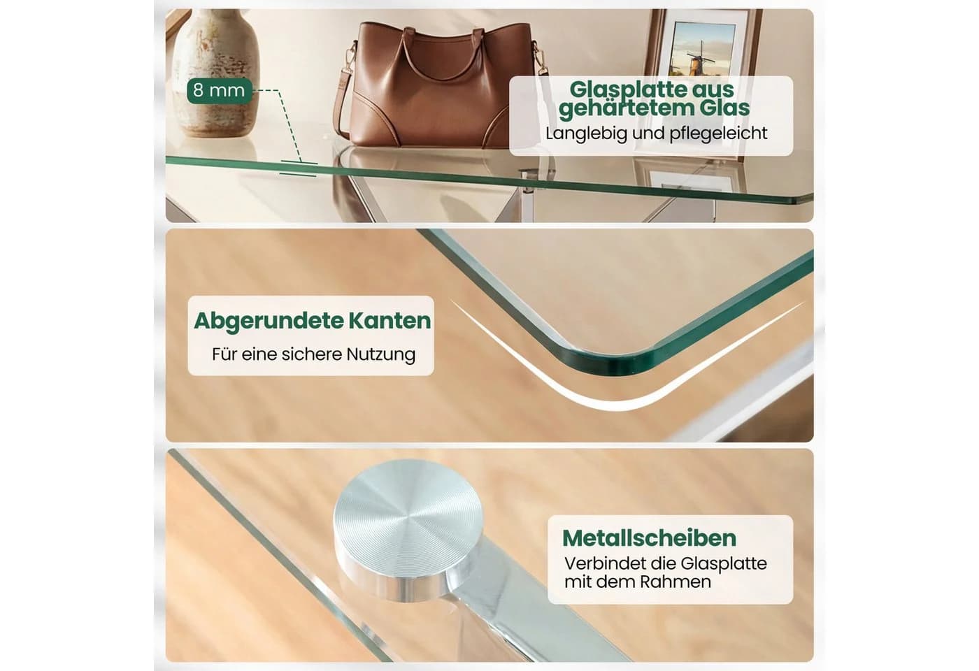 COSTWAY Konsolentisch Glas Chrom Silber Modern - Bild 4