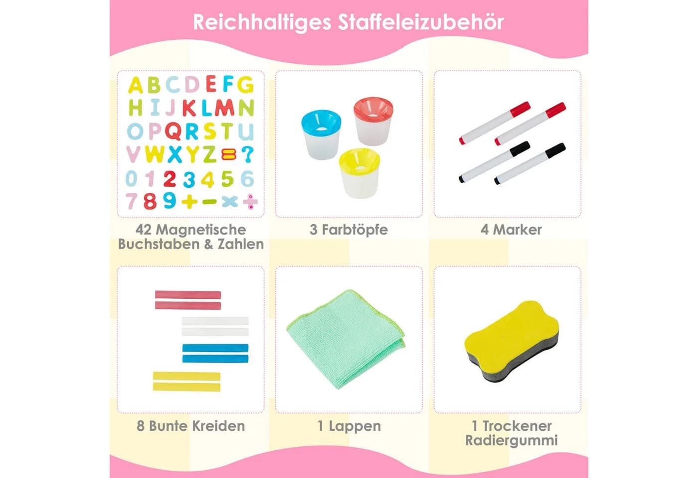 COSTWAY Kinder Staffelei höhenverstellbar mit 60 Zubehör