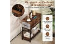 COSTWAY Beistelltisch mit LED und Ladestation, Nachttisch schmal, Rustikal Braun Bild 5