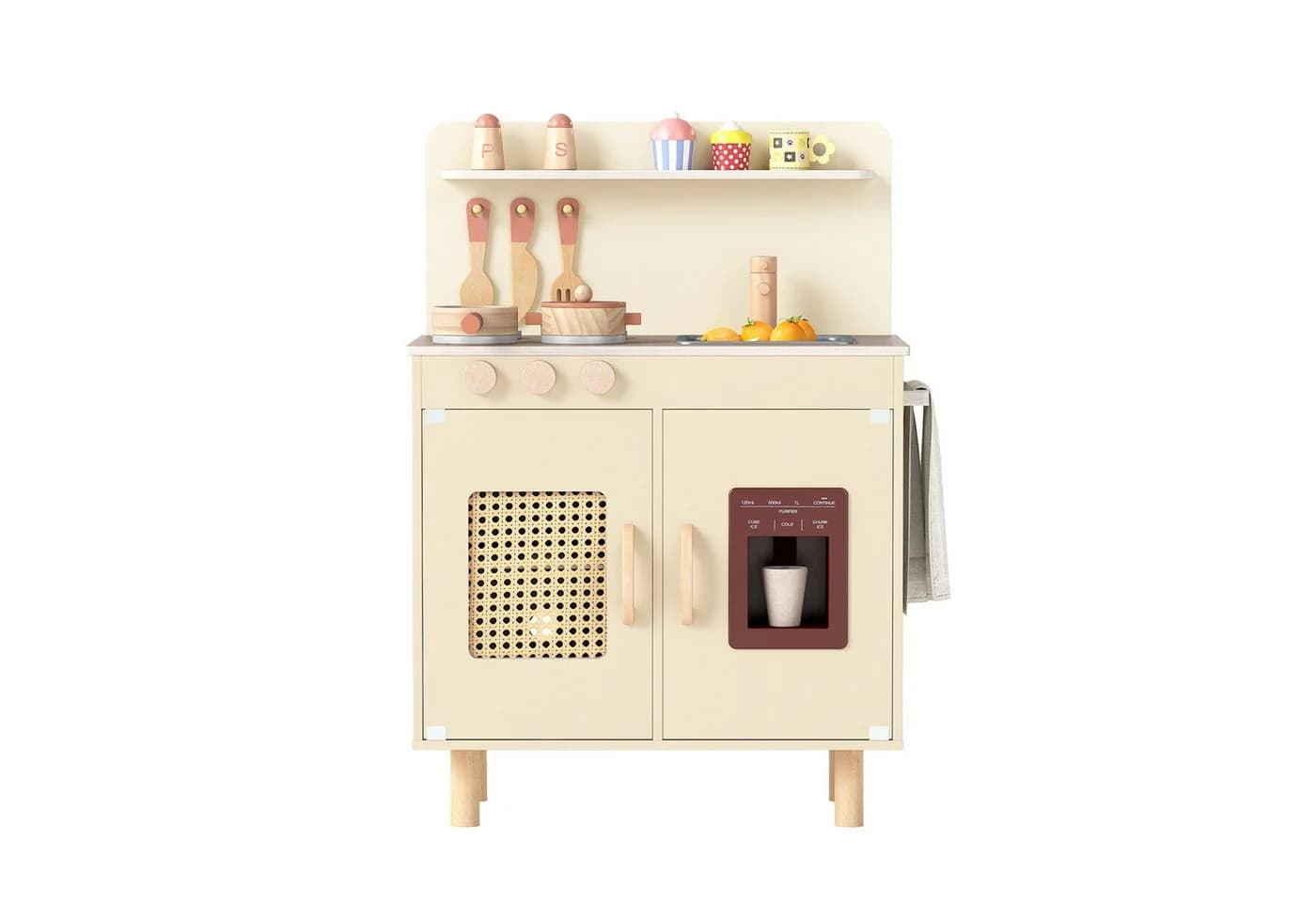COSTWAY Spielküche Holz Gelb mit Eismaschine & Zubehör - Bild 2