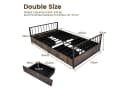 COSTWAY Metallbett 140x200 mit 4 Schubladen & Lattenrost Braun/Schwarz Bild 3