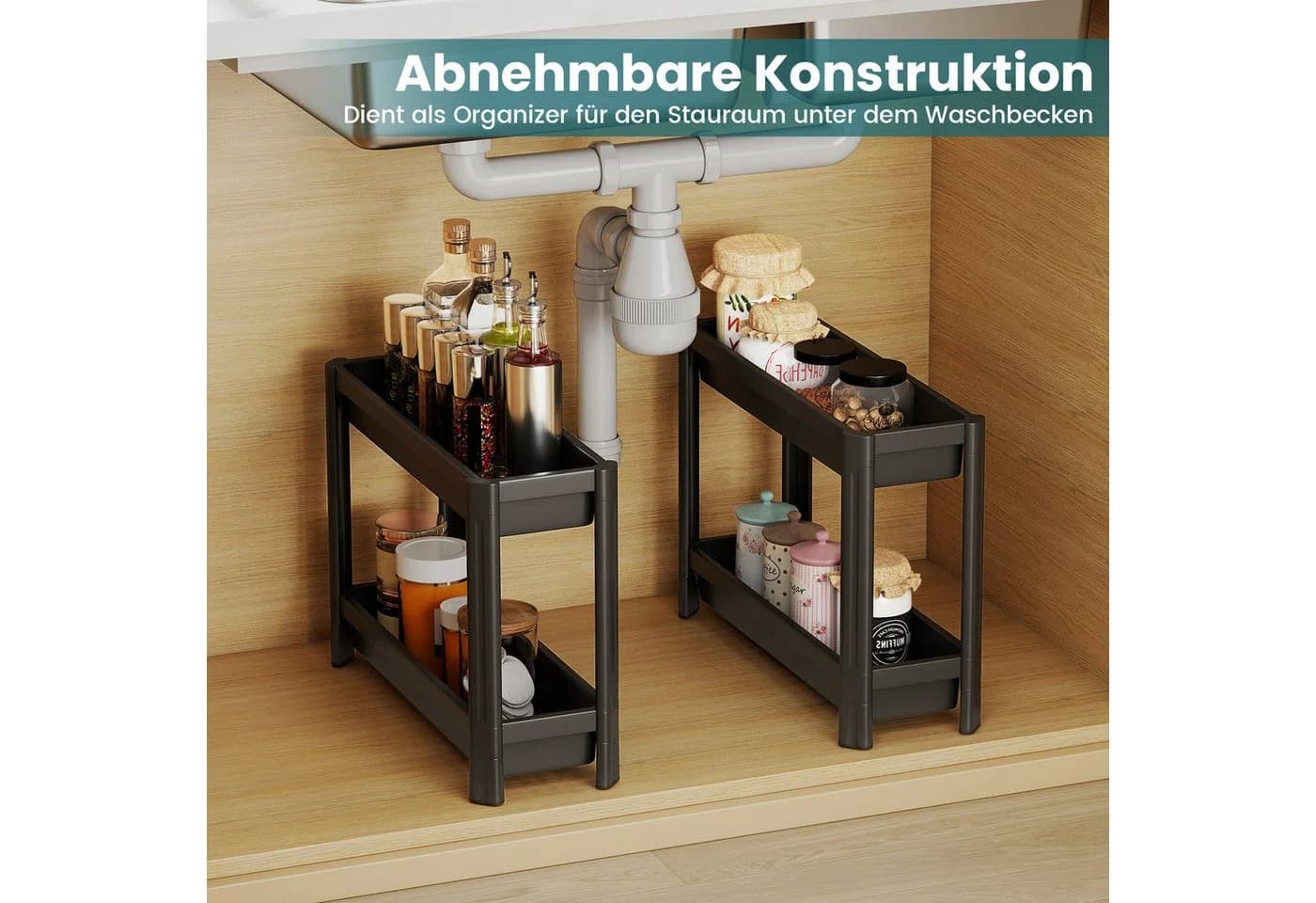 COSTWAY Rollwagen Nischenregal 4-stufig Kunststoff - Bild 3