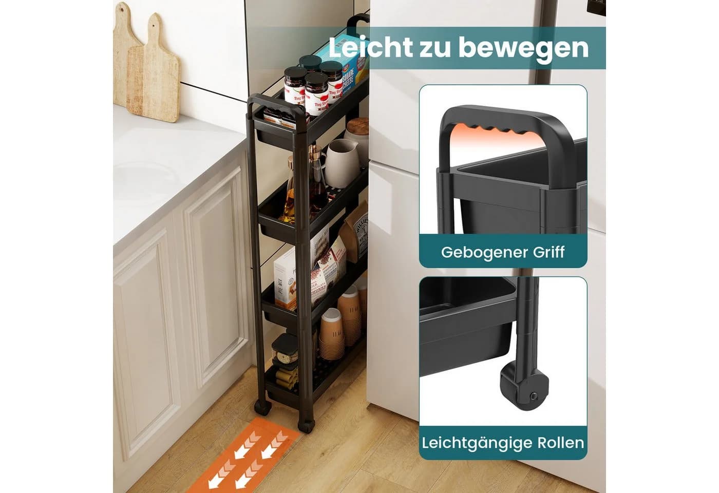 COSTWAY Rollwagen Nischenregal 4-stufig Kunststoff - Bild 5