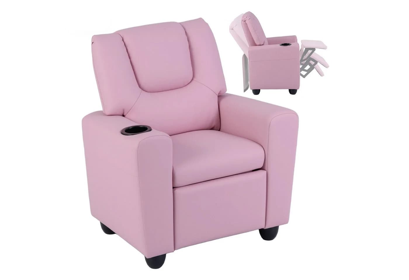 COSTWAY Kindersessel Rosa mit verstellbarer Rückenlehne & Fußstütze - Bild 2