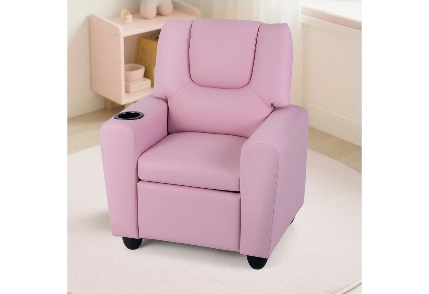 COSTWAY Kindersessel Rosa mit verstellbarer Rückenlehne & Fußstütze - Bild 5