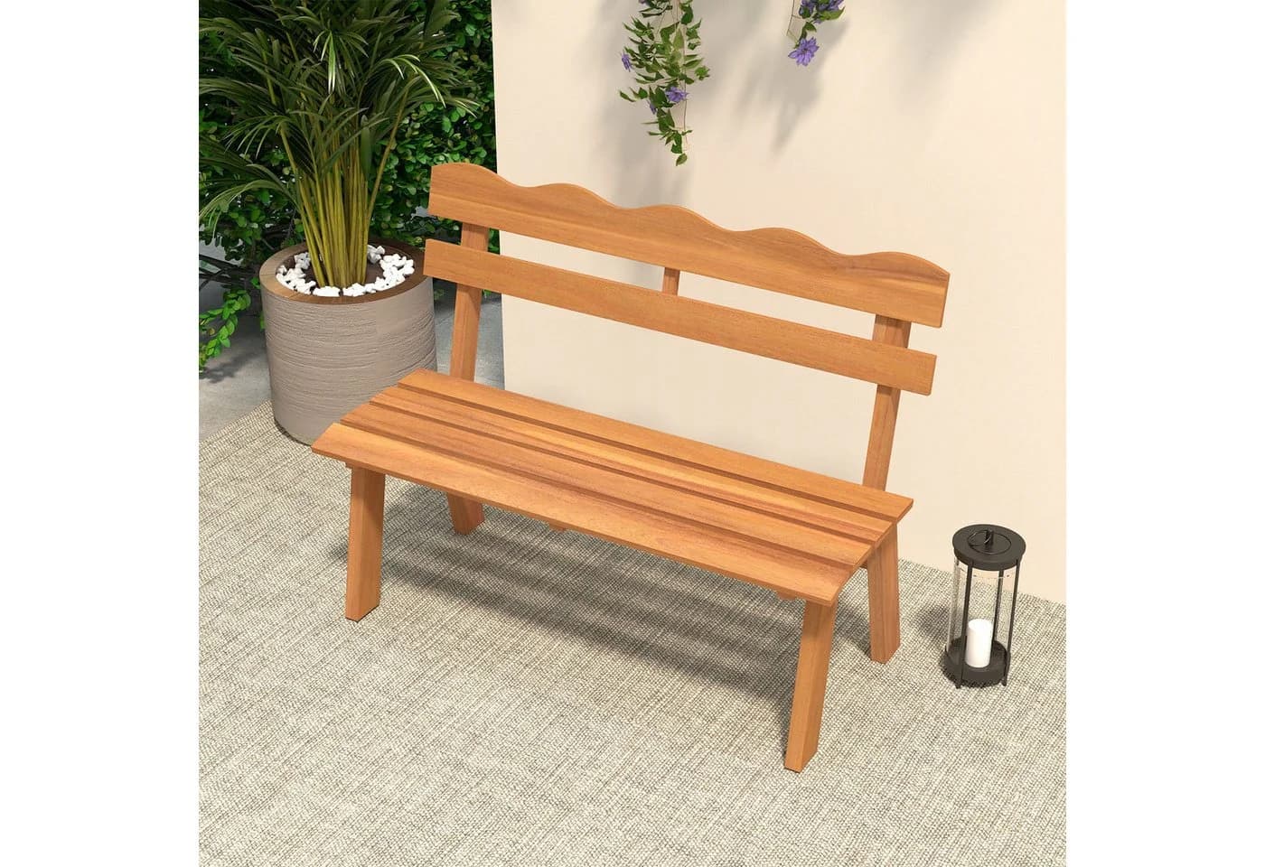COSTWAY Gartenbank Akazienholz 2-Sitzer wetterfest