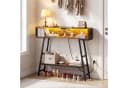 COSTWAY Konsolentisch mit LED & Ladestation Rostbraun/Schwarz Bild 1