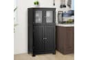 KOMFOTTEU Mehrzweckschrank Küchenschrank Badezimmerschrank mit 4 Ebenen & Glastüren Bild 4