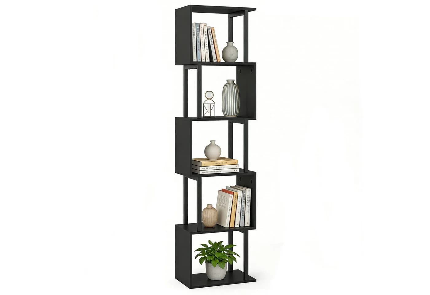 KOMFOTTEU Bücherregal 5-stufig Schwarz S-Design - Bild 2