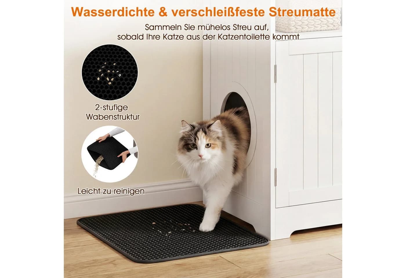 COSTWAY Katzenschrank Beistelltisch Weiß mit Tür - Bild 4