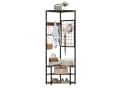 COSTWAY Eckgarderobe Braun/Schwarz mit 7 Haken & Schuhregalen Bild 2