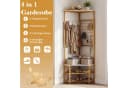 COSTWAY Eckgarderobe Braun/Schwarz mit 7 Haken & Schuhregalen Bild 5