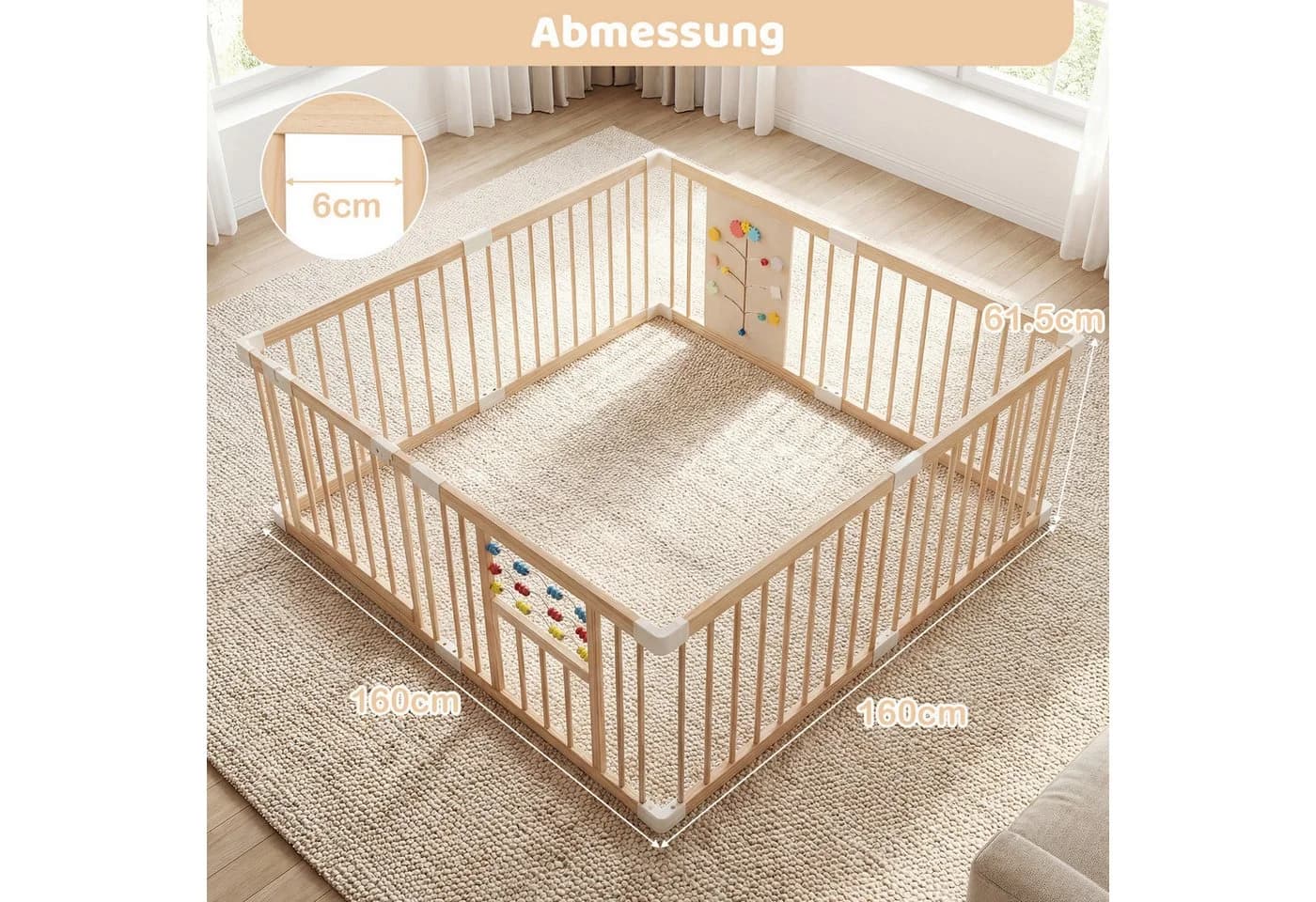 COSTWAY Laufgitter Baby Laufstall Krabbelgitter mit Tür faltbar - Bild 3