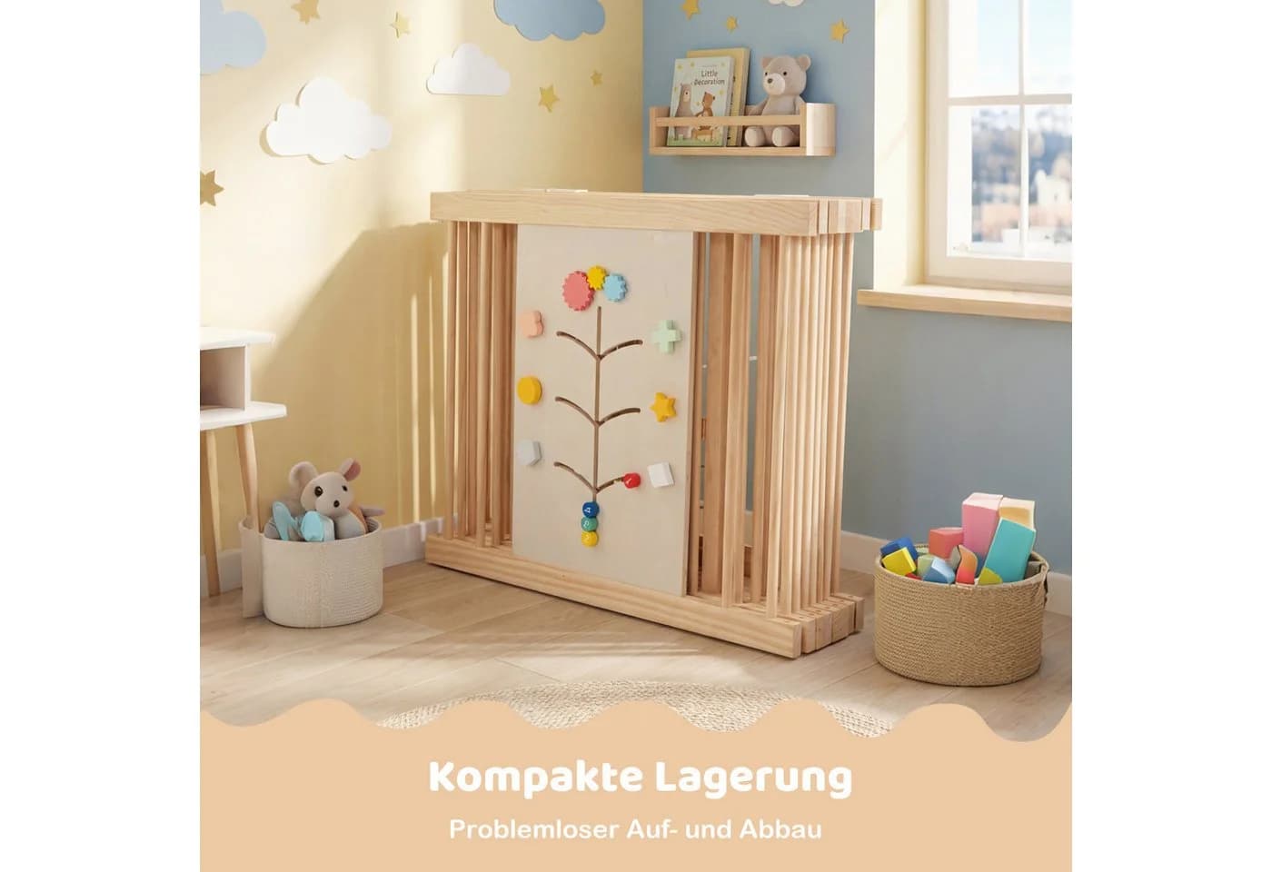 COSTWAY Laufgitter Baby Laufstall Krabbelgitter mit Tür faltbar - Bild 4