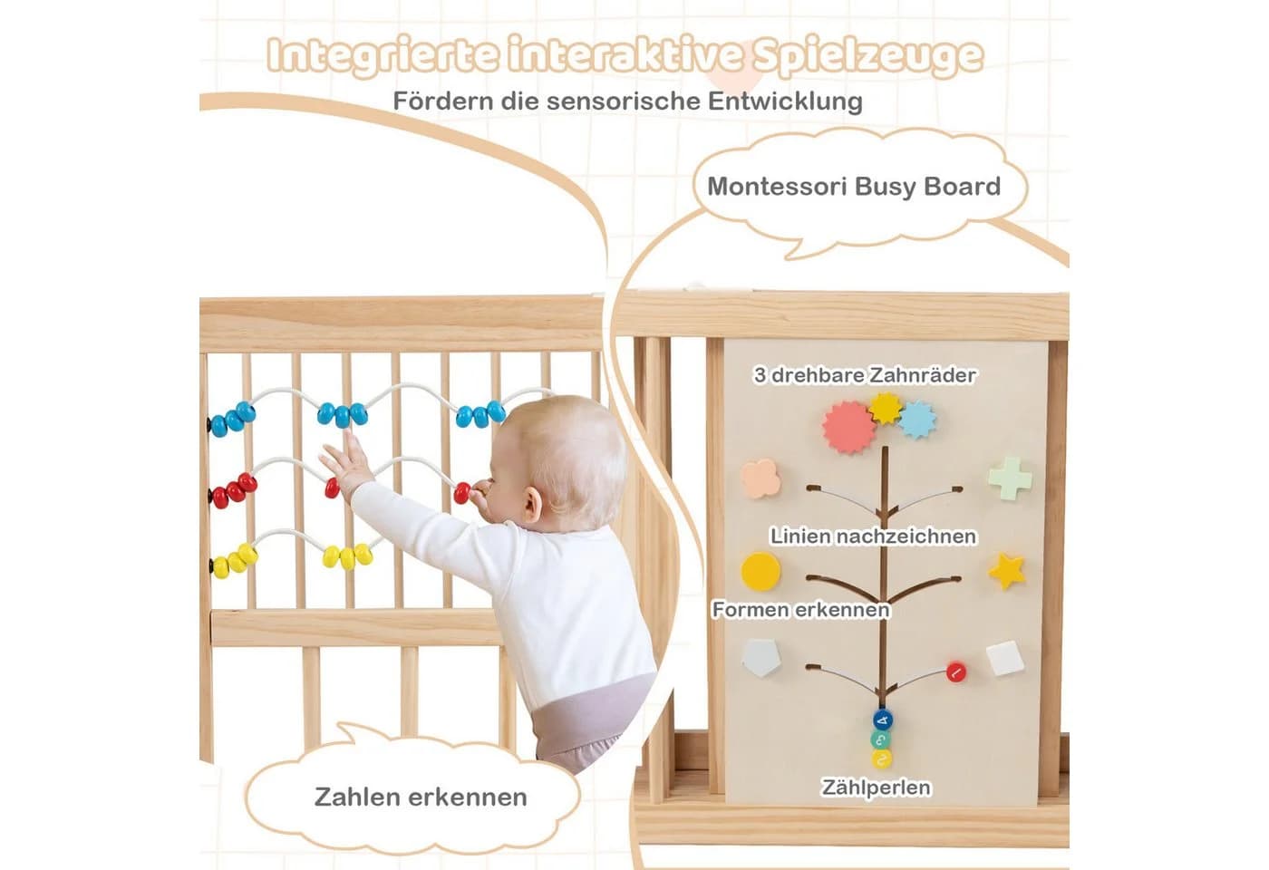 COSTWAY Laufgitter Baby Laufstall Krabbelgitter mit Tür faltbar - Bild 5
