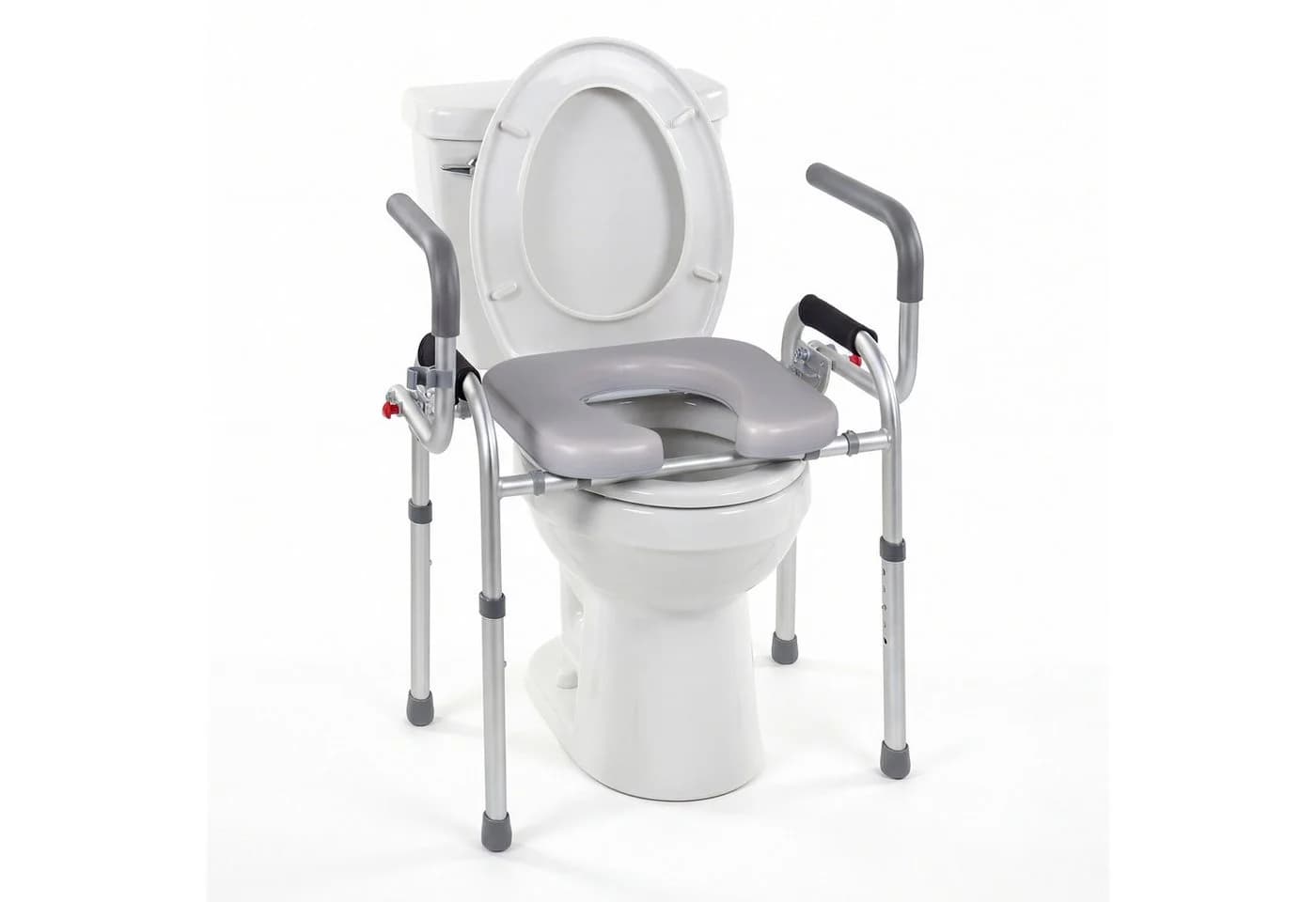 COSTWAY WC-Aufstehhilfe Toilettensitzerhöhung mit Griff Weiß/Silber - Bild 2